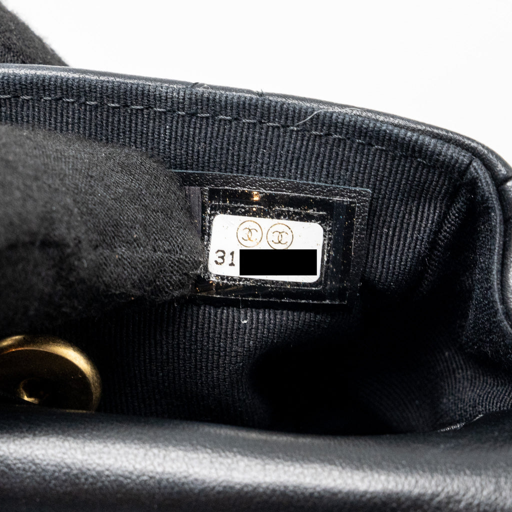 CHANEL TOP HANDLE MINI FLAP BAG WITH CHAIN CALFSKIN BLACK GHW