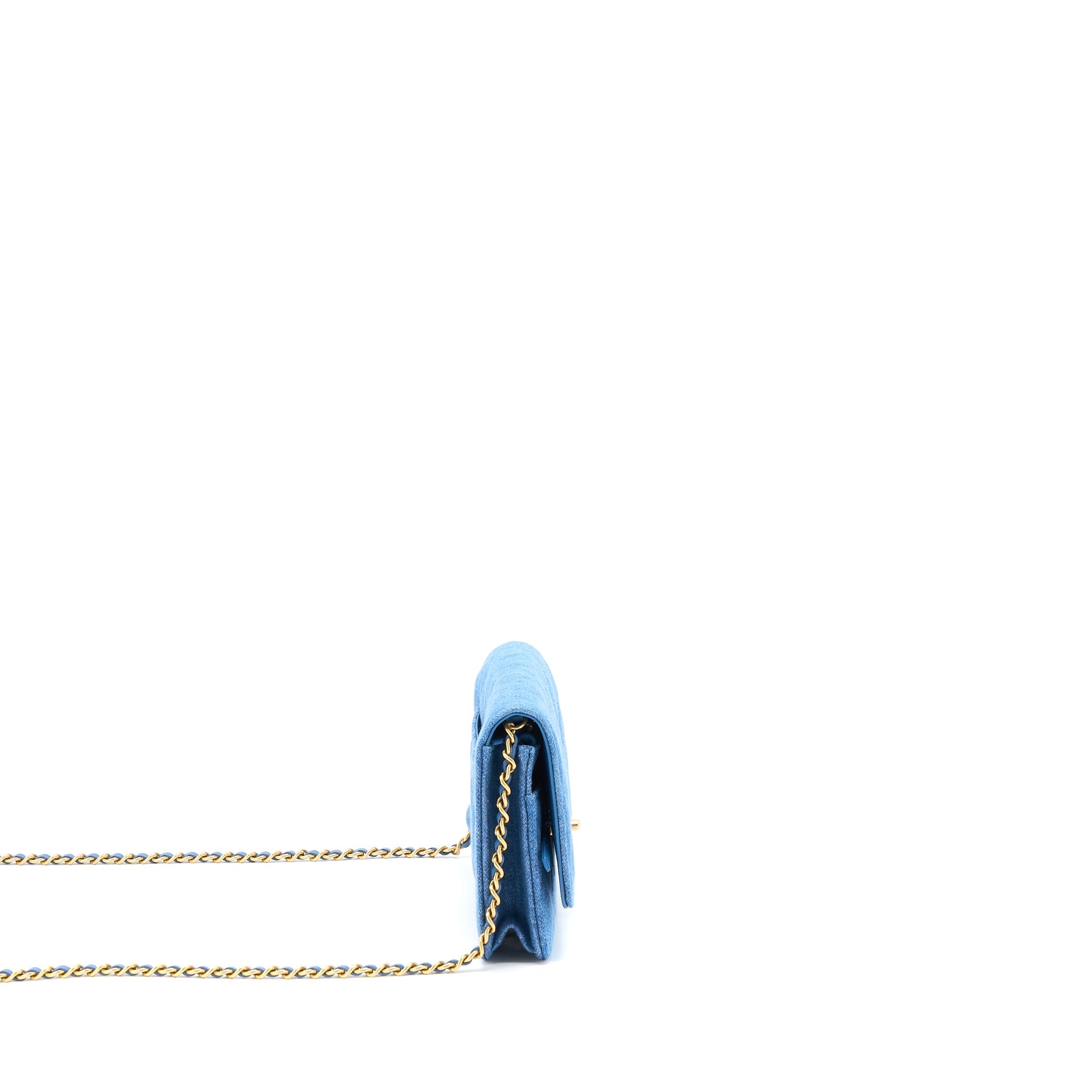CHANEL PEARL CRUSH WALLET ON CHAIN DENIM GHW (MICROCHIP)