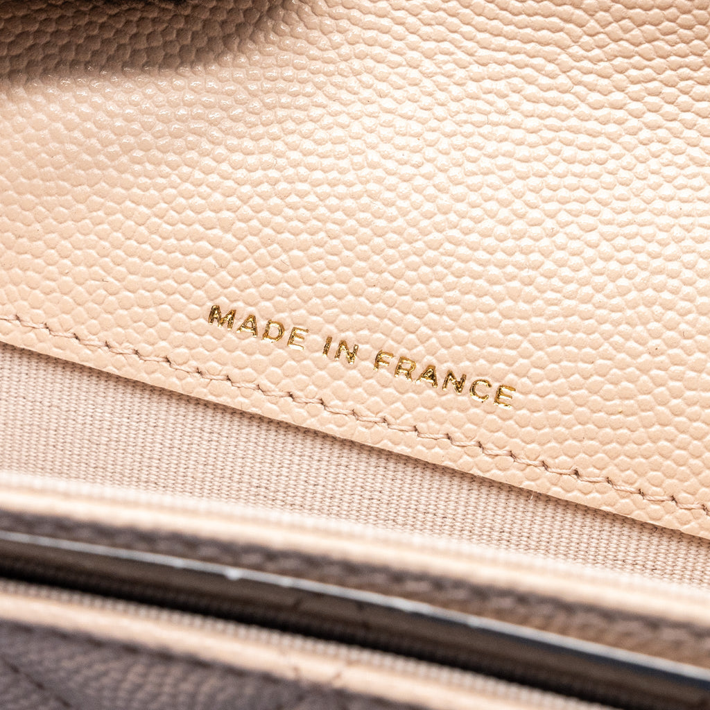 CHANEL CLASSIC FLAP CARD HOLDER CAVIAR LIGHT BEIGE LGHW