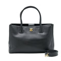 CHANEL CERF TOTE BAG GRAINED CALFSKIN BLACK GHW