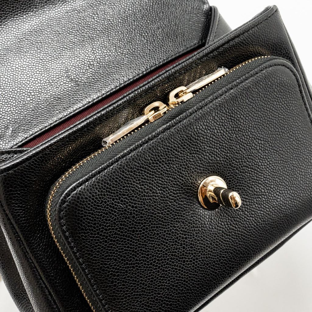 CHANEL SMALL BUSINESS AFFINITY CAVIAR BLACK LGHW (MICROCHIP)