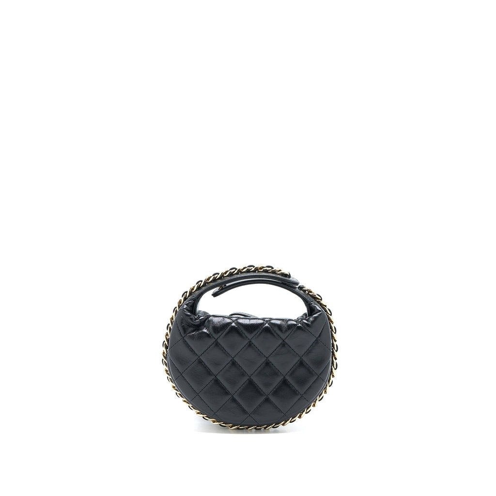 CHANEL 23C ROUND CRUISE POUCH LAMBSKIN BLACK LGHW (MICROCHIP)