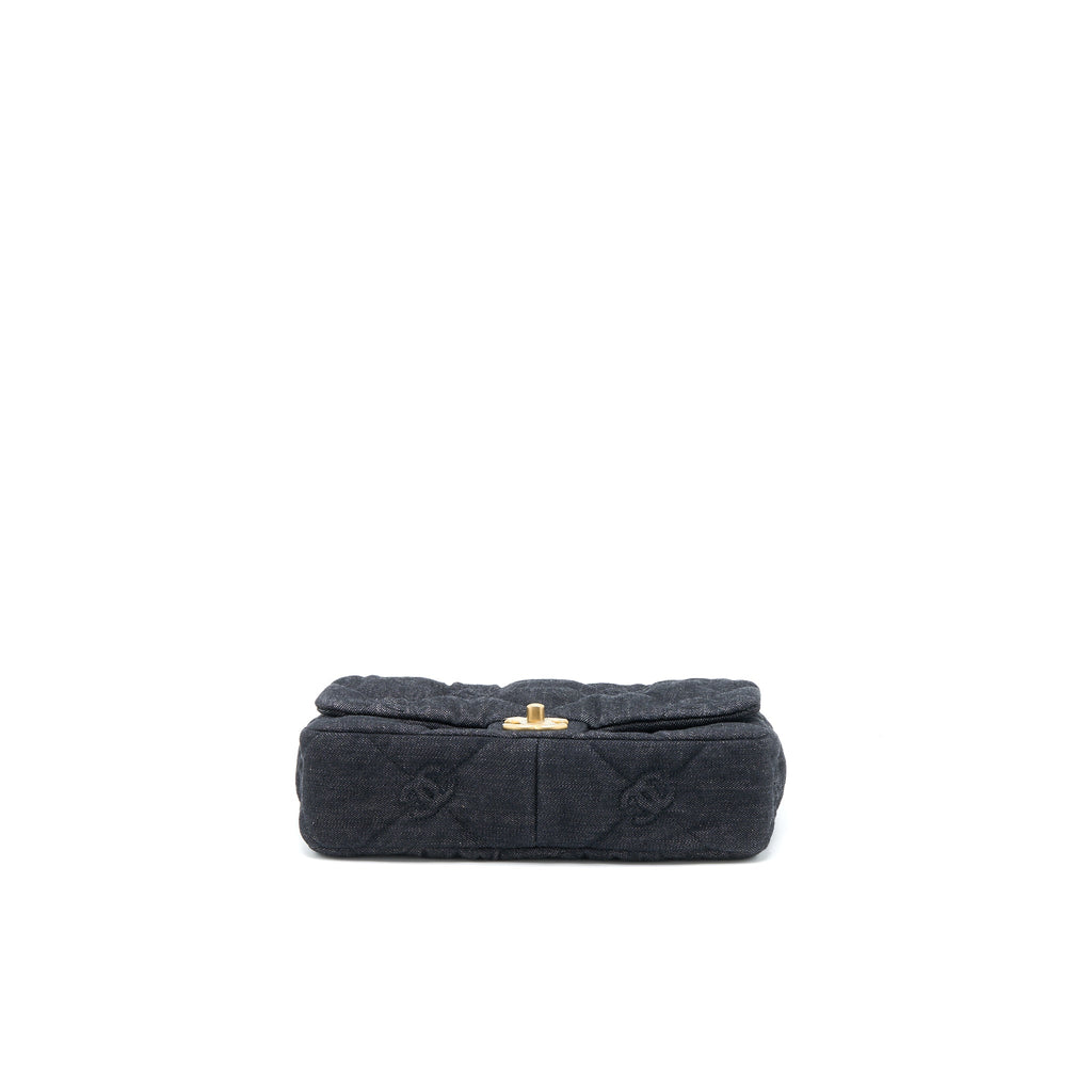 CHANEL 22S GIANT CHAIN FLAP SHOULDER BAG DENIM DARK BLUE BRUSHED GHW (MICROCHIP)