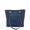 CHANEL SMALL DEAUVILLE TOTE BAG DENIM BLUE SHW