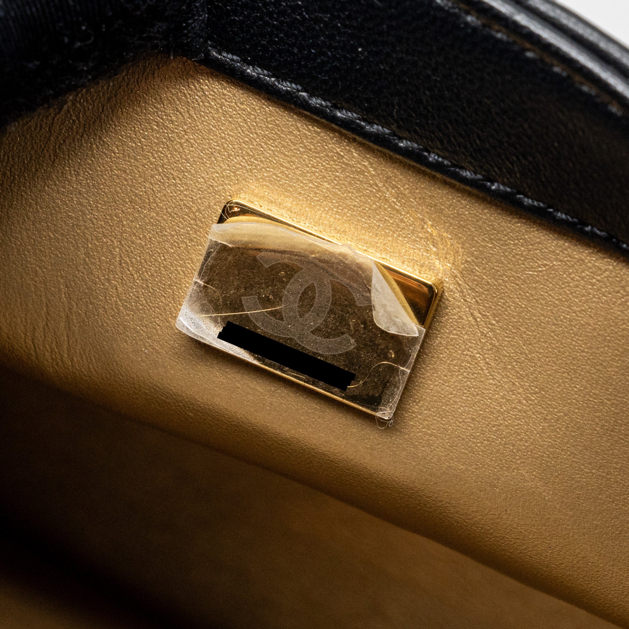 CHANEL PEARL CRUSH MINI SQUARE FLAP BAG LAMBSKIN BLACK GHW(MICROCHIP)