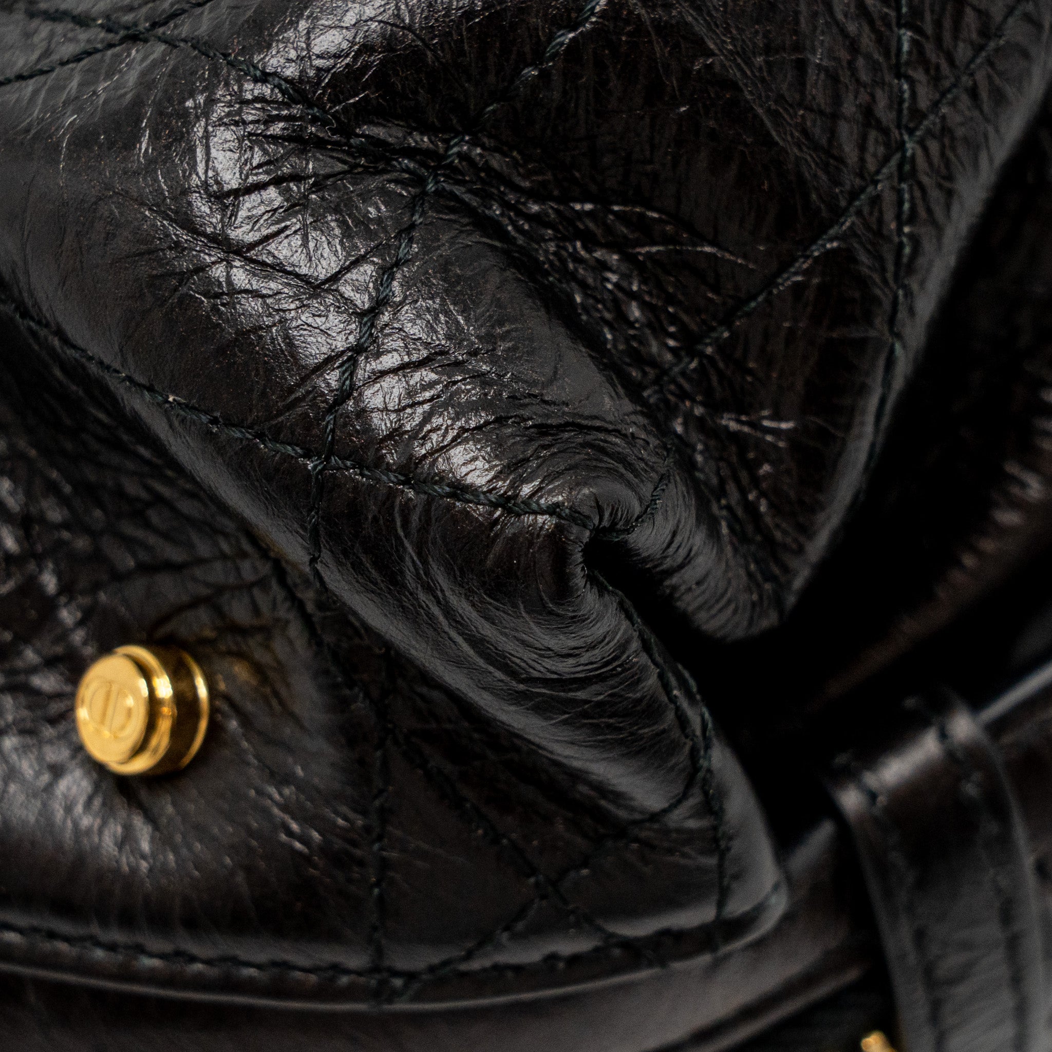 DIOR SMALL D-JOURNEY BAG CRINKLED CALFSKIN BLACK GHW
