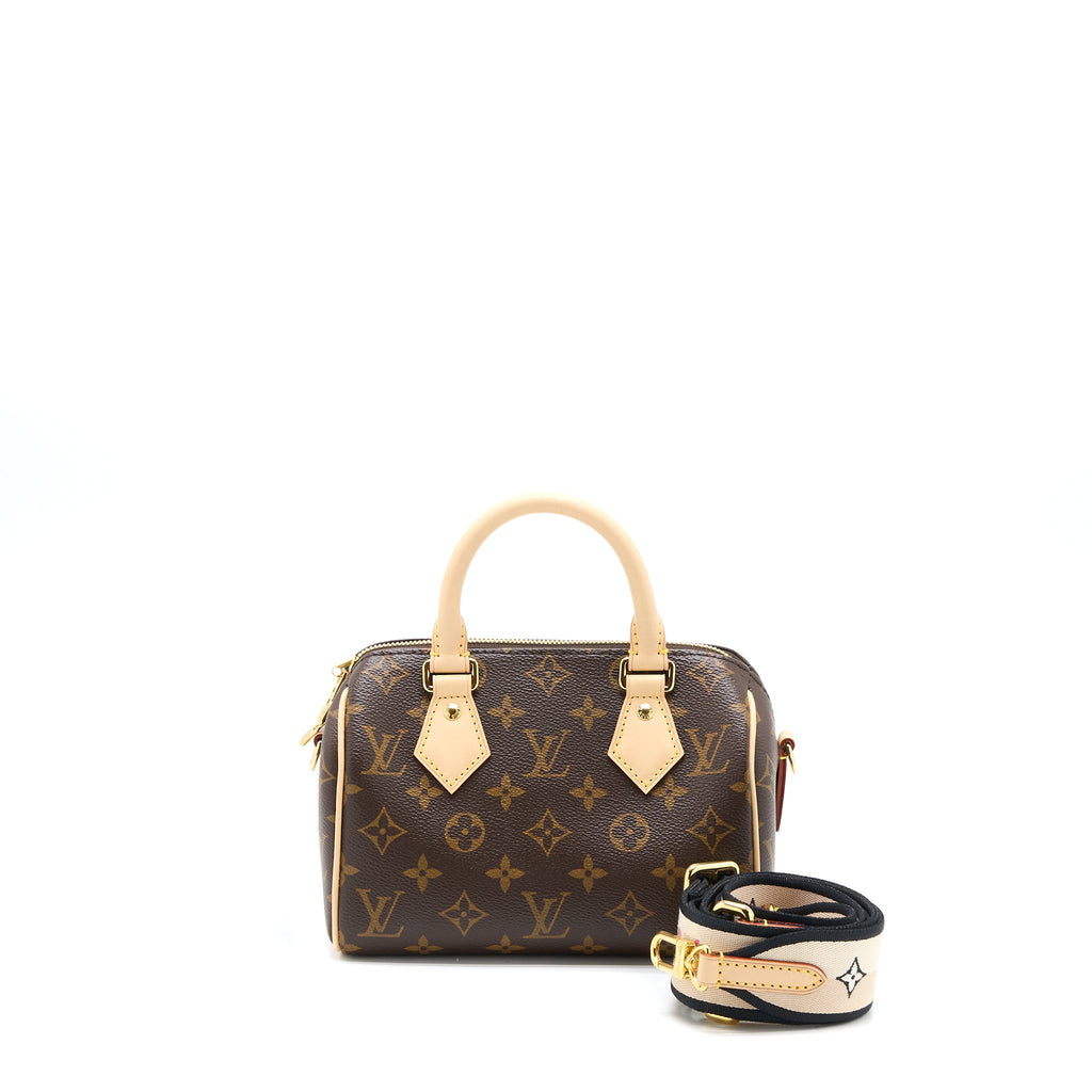LOUIS VUITTON SPEEDY BANDOULIERE 20 MONOGRAM CANVAS BLACK STRAP GHW (NEW VERSION)