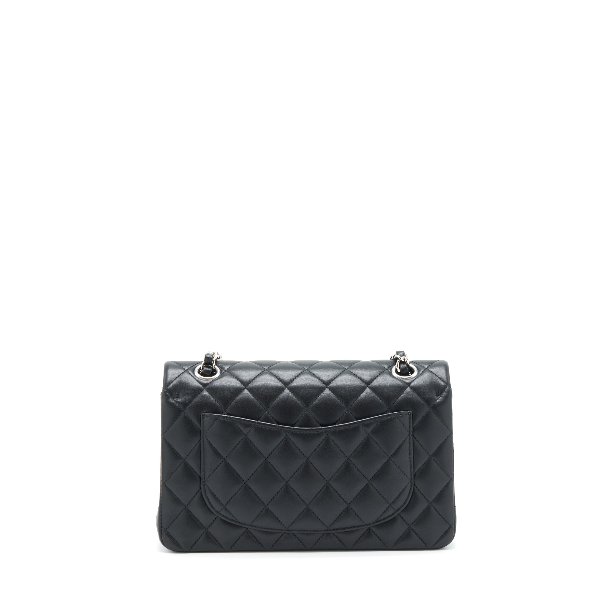 CHANEL SMALL CLASSIC DOUBLE FLAP BAG LAMBSKIN BLACK SHW