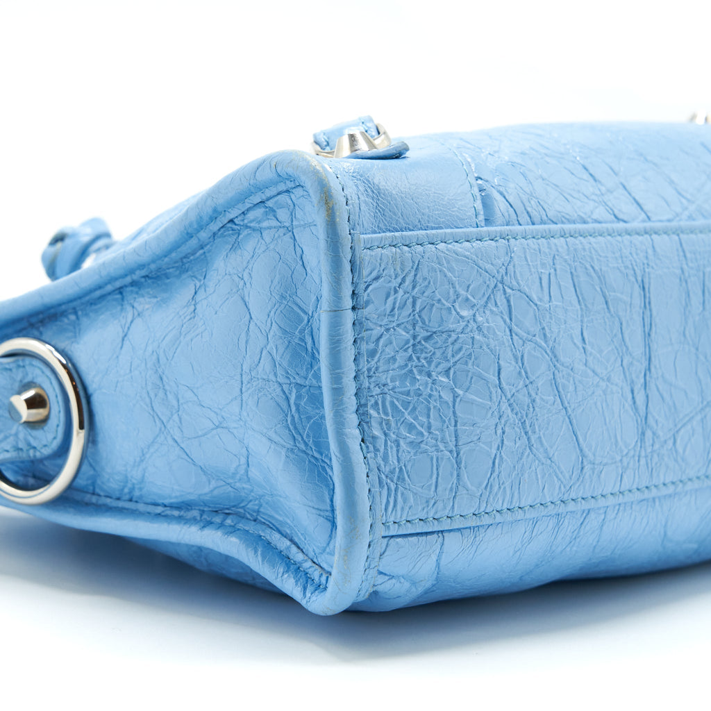 BALENCIAGA MINI CITY BAG LIGHT BLUE SHW