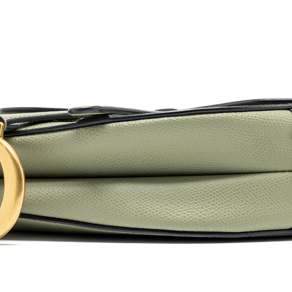 DIOR MEDIUM SADDLE BAG GRAINED CALFSKIN GREEN GHW