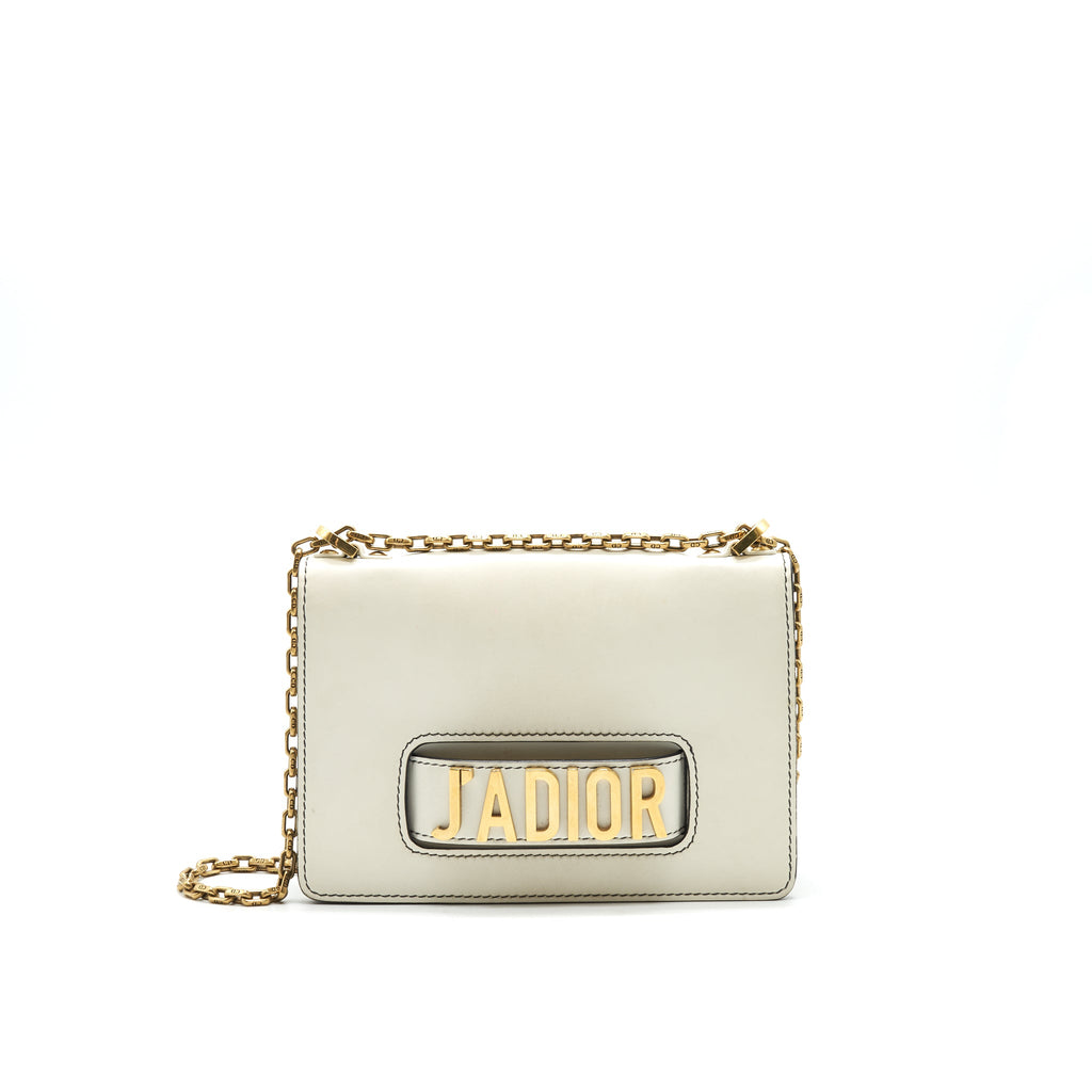 DIOR J'ADIOR MEDIUM FLAP BAG WITH CHAIN WHITE GHW