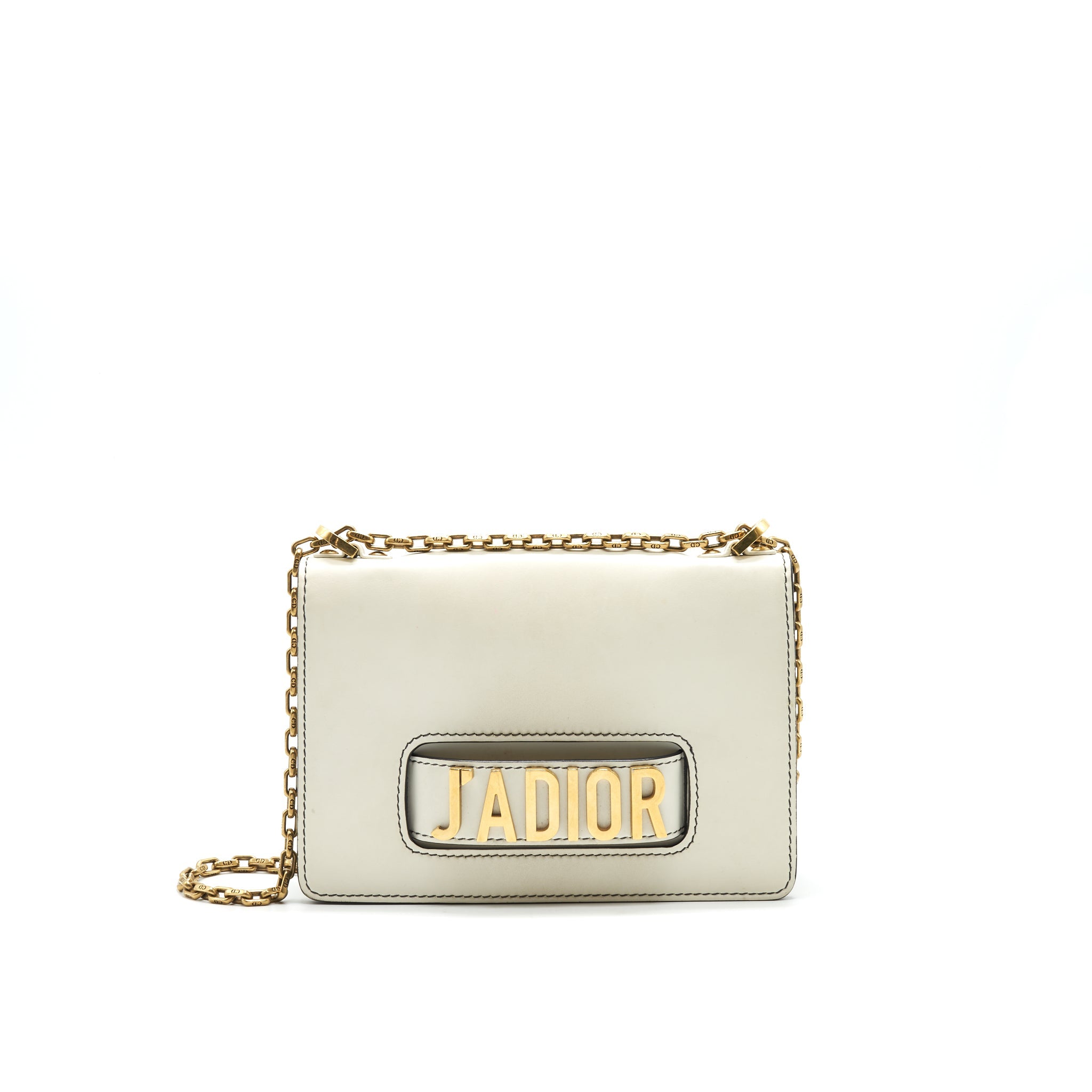 DIOR J'ADIOR MEDIUM FLAP BAG WITH CHAIN WHITE GHW