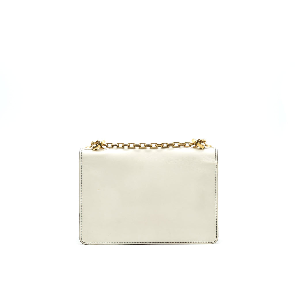 DIOR J'ADIOR MEDIUM FLAP BAG WITH CHAIN WHITE GHW