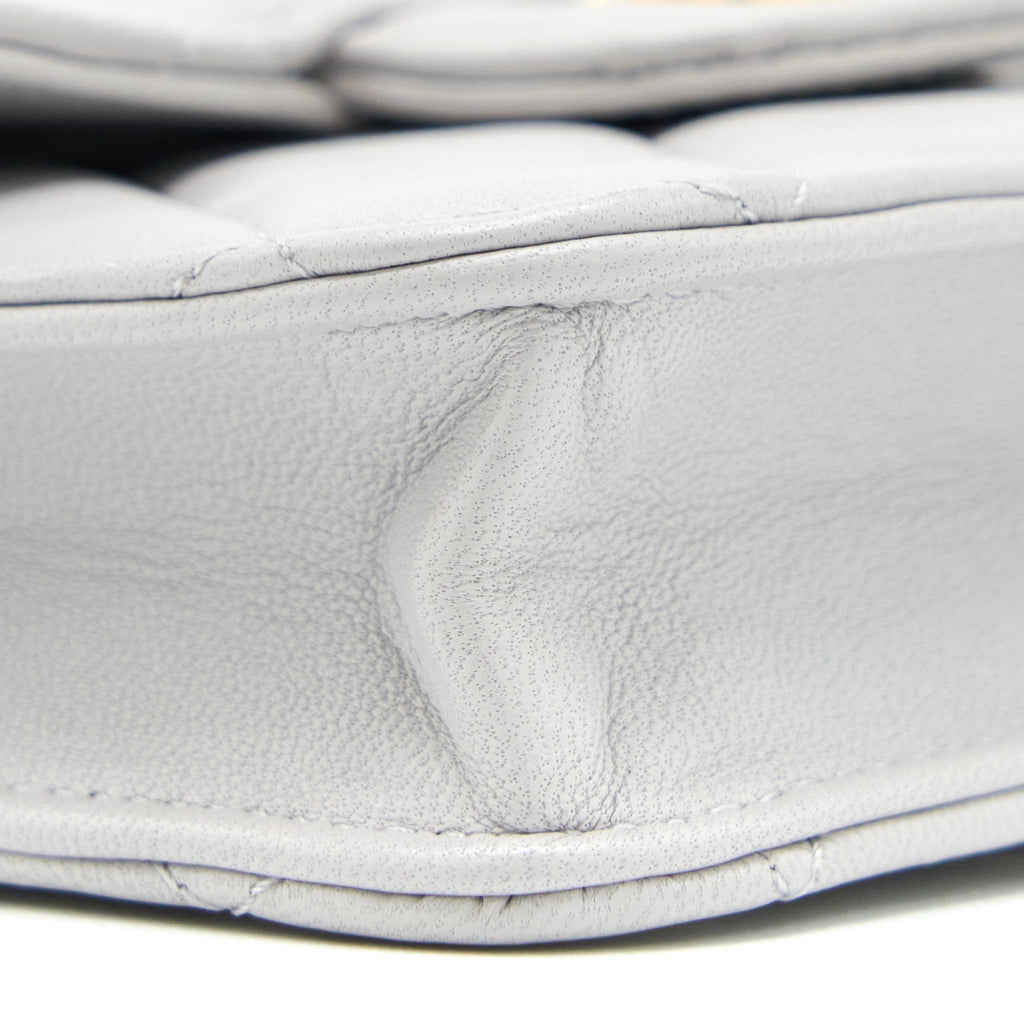 CHANEL MINI TOP HANDLE FLAP BAG LAMBSKIN LIGHT GREY BRUSHED GHW