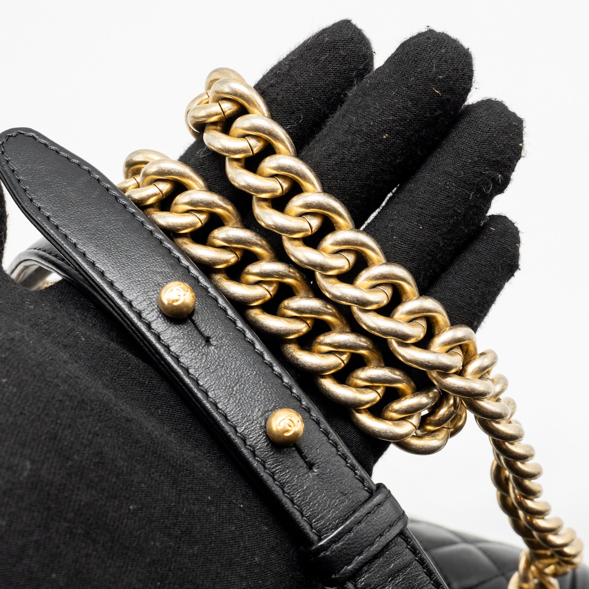 CHANEL MEDIUM BOY BAG LAMBSKIN BLACK GHW