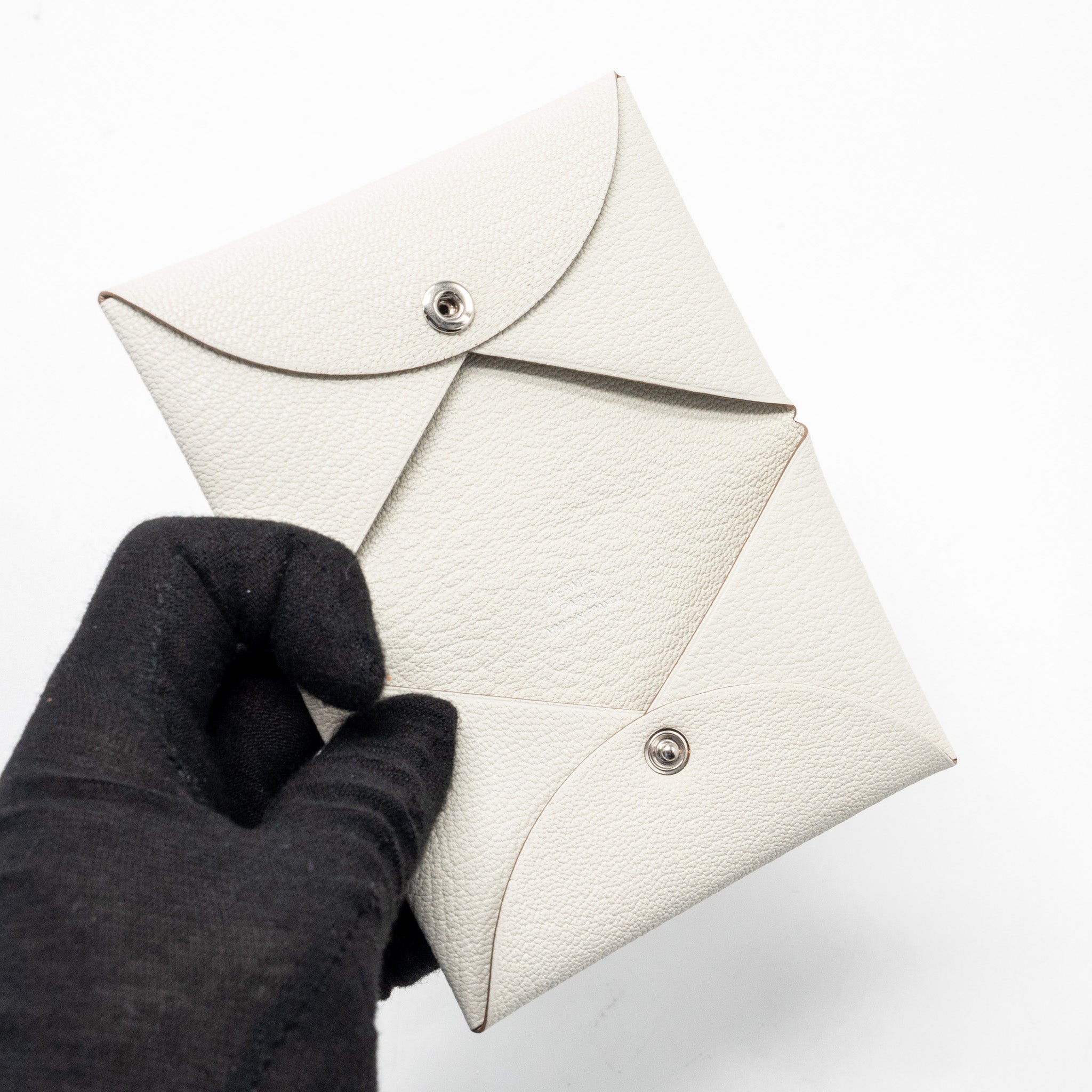 HERMES CALVI CARD HOLDER CHÈVRE MYSORE MUSHROOM SHW