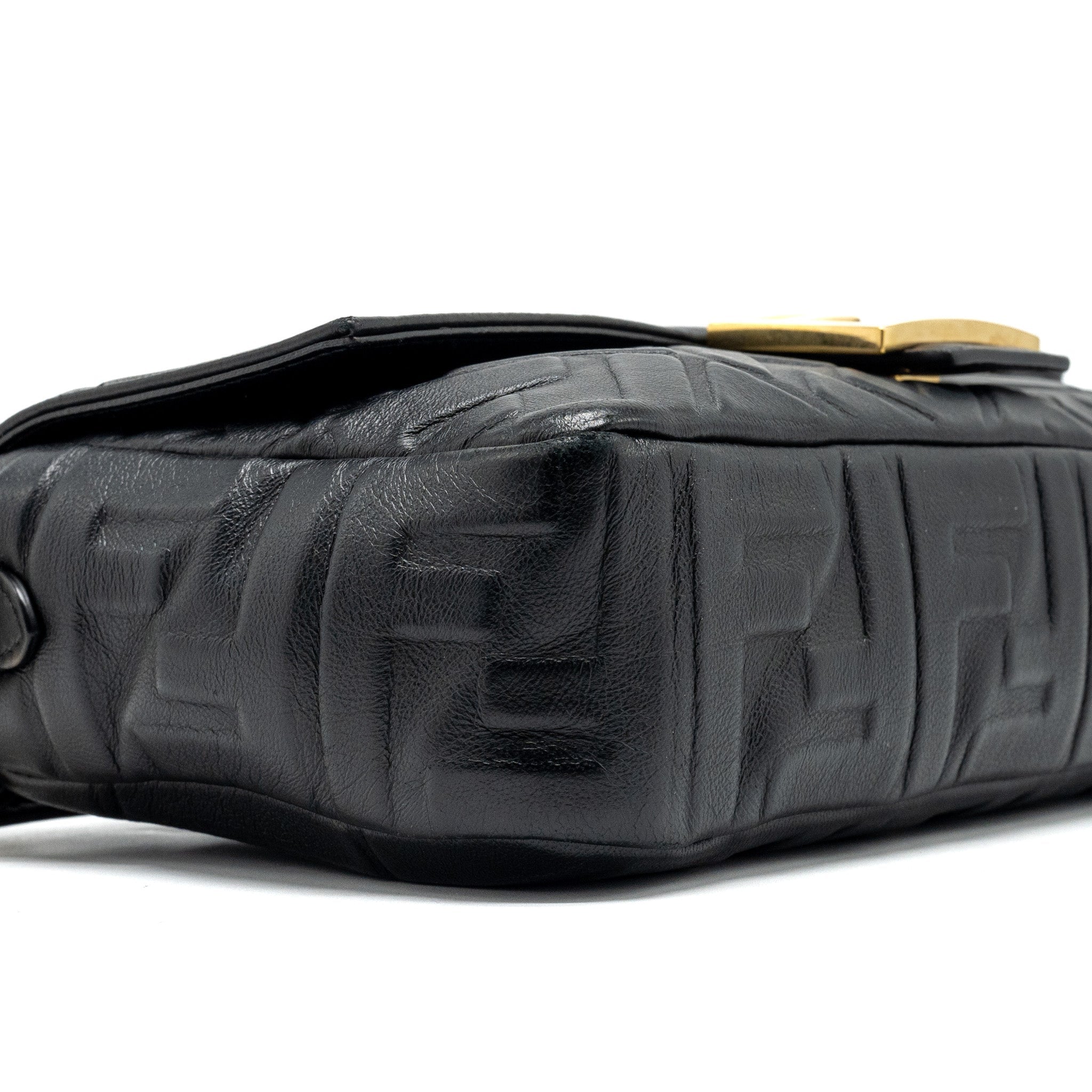 FENDI BAGUETTE BAG WITH FF MOTIF NAPPA BLACK GHW