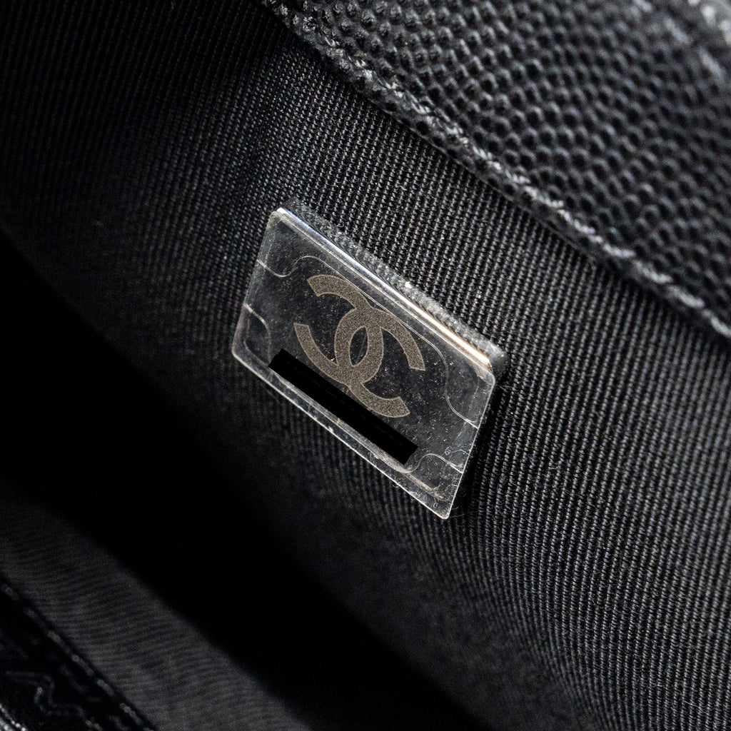 CHANEL SMALL BOY BAG CAVIAR BLACK RUTHENIUM HARDWARE (MICROCHIP)
