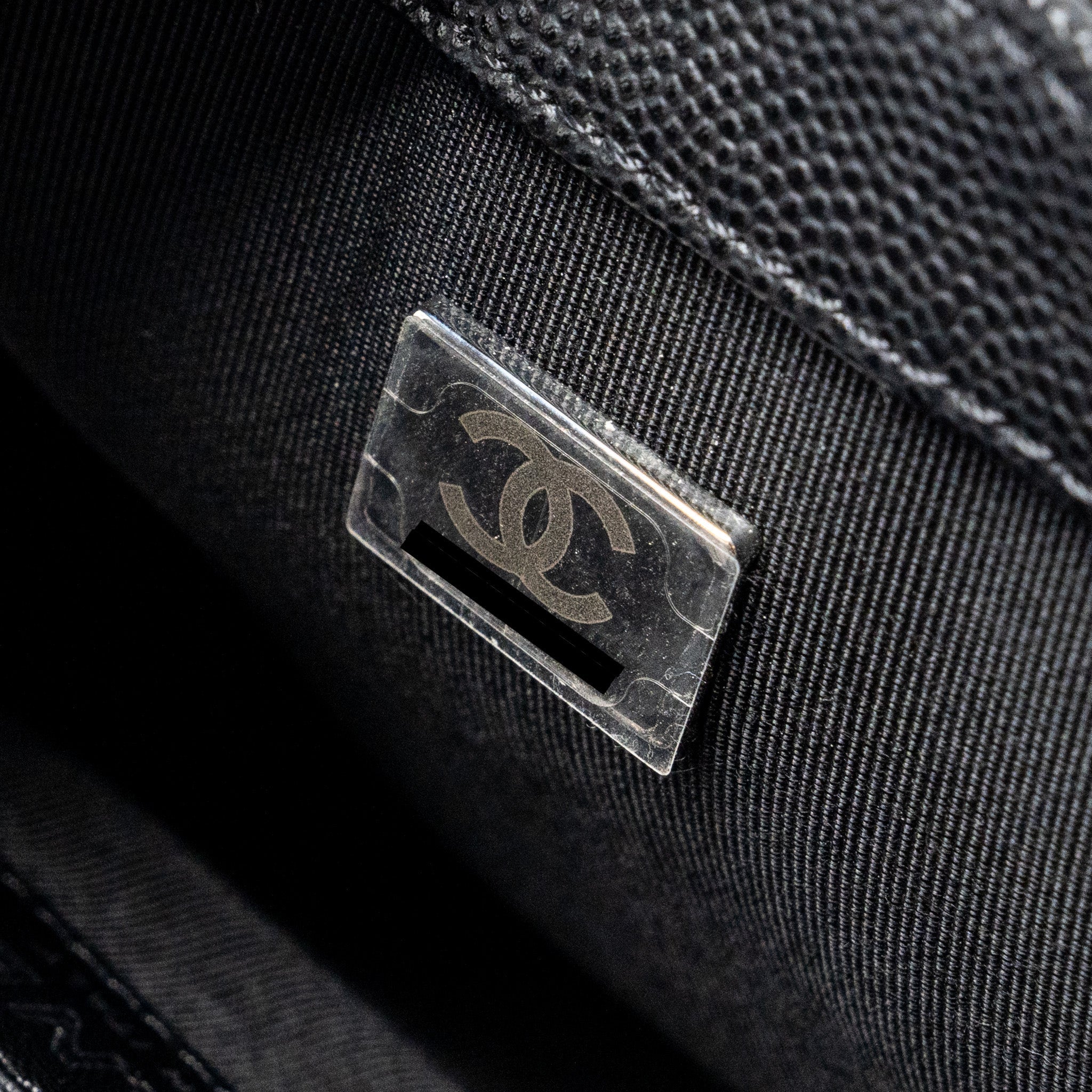 CHANEL SMALL BOY BAG CAVIAR BLACK RUTHENIUM HARDWARE (MICROCHIP)