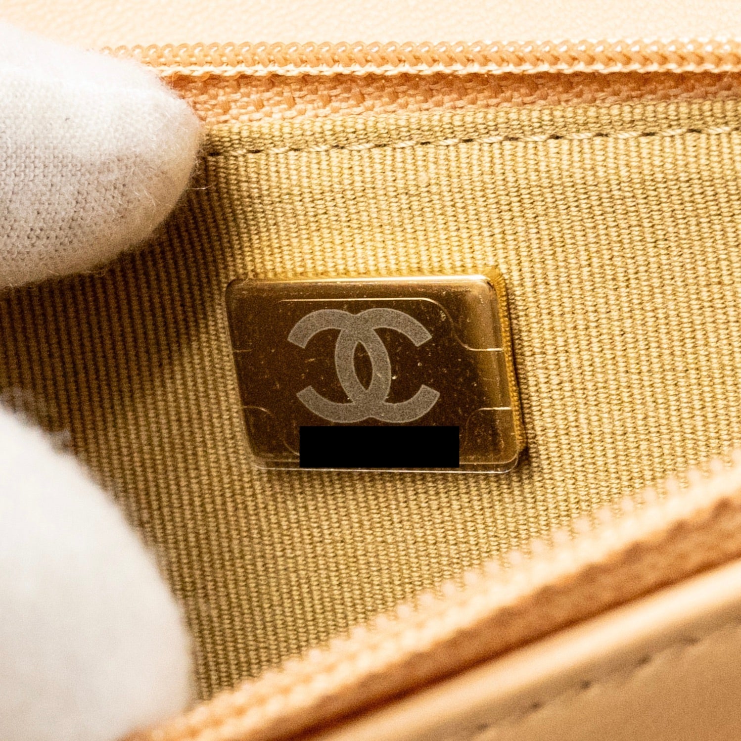 CHANEL PEARL CRUSH WALLET ON CHAIN LAMBSKIN BEIGE GHW (MICROCHIP)