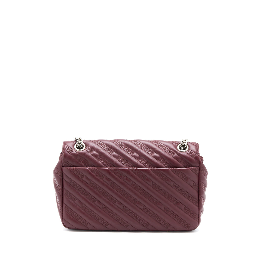 BALENCIAGA LOGO SHOULDER BAG DARK RED SHW