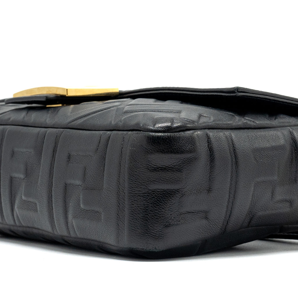 FENDI BAGUETTE BAG WITH FF MOTIF NAPPA BLACK GHW