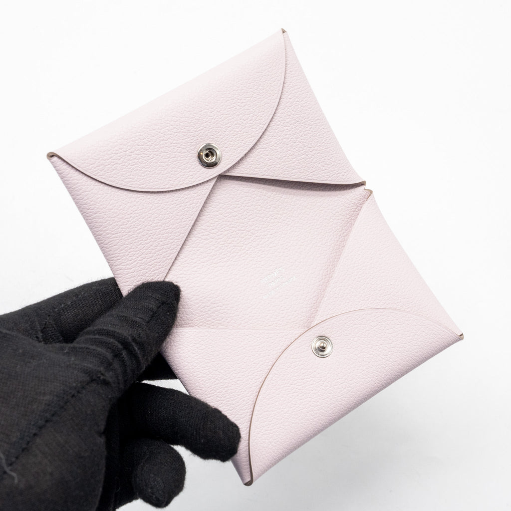 HERMES CALVI CARD HOLDER EVERCOLOR MAUVE PALE SHW