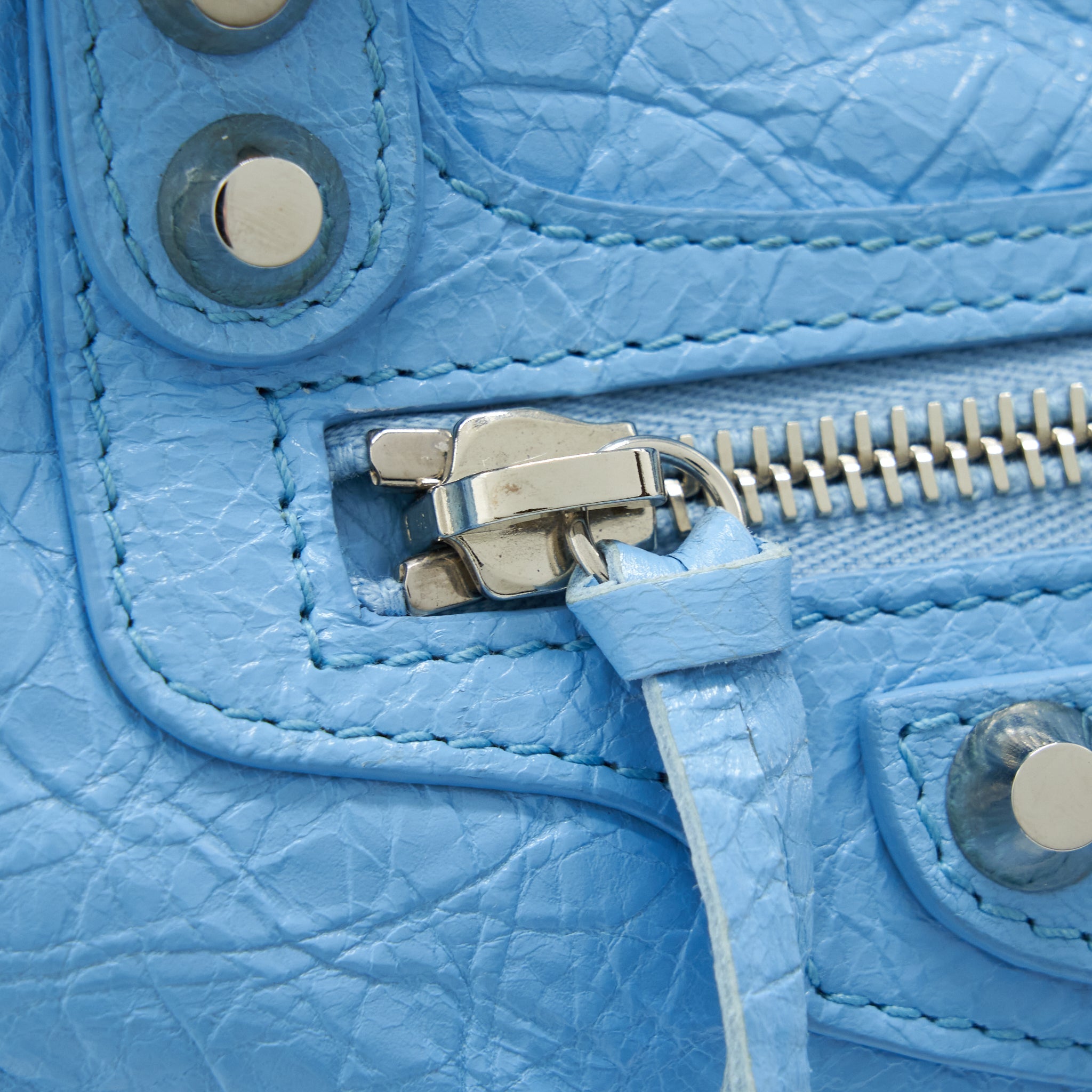 BALENCIAGA MINI CITY BAG LIGHT BLUE SHW