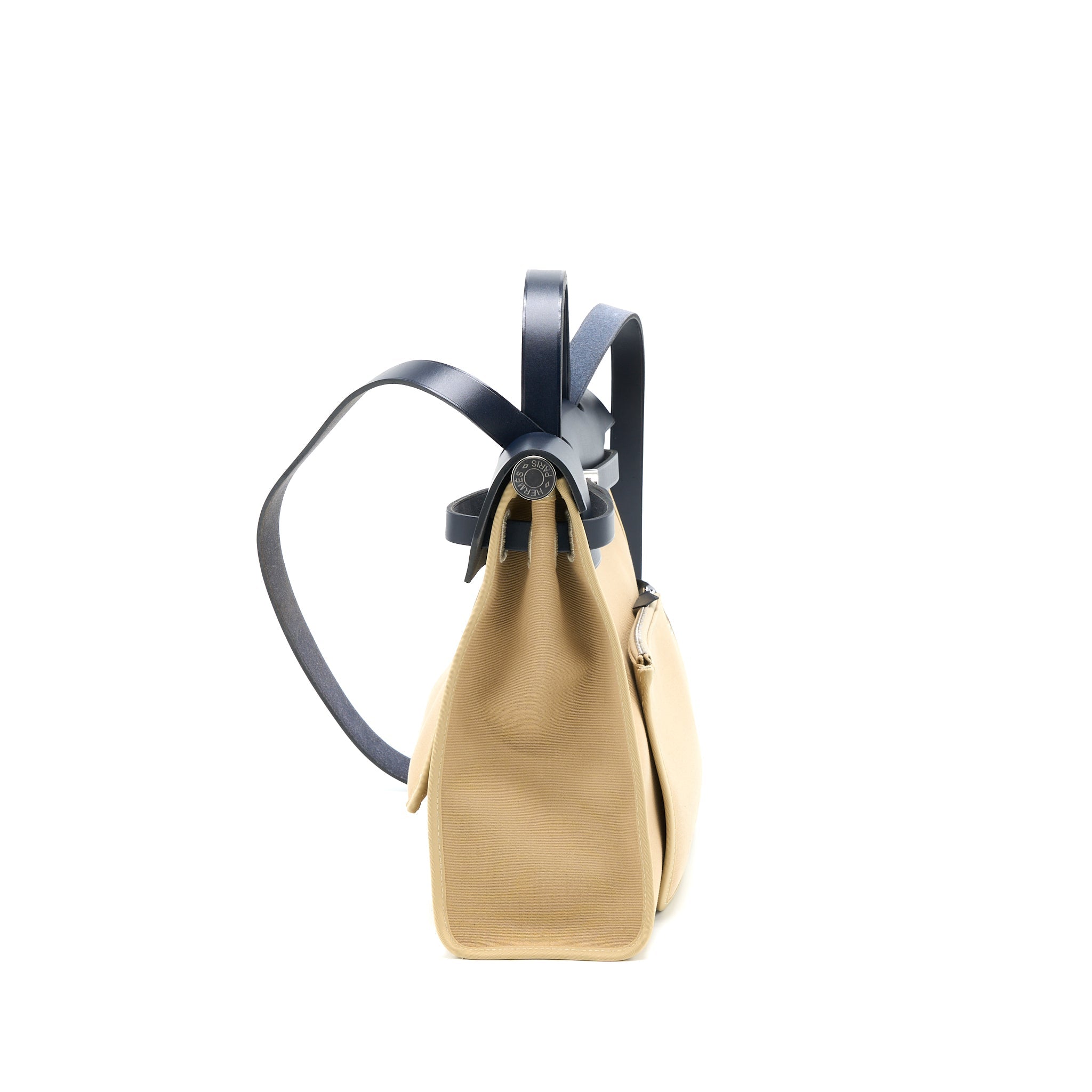 HERMES HERBAG 31 ZIP BAG CANVAS/HUNTER TRENCH/BLUE INDIGO SHW