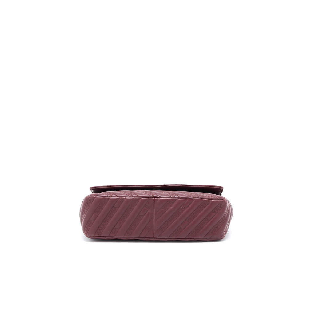 BALENCIAGA LOGO SHOULDER BAG DARK RED SHW