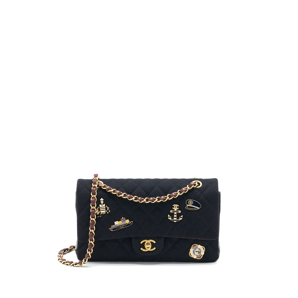 CHANEL MEDIUM CLASSIC DOUBLE FLAP BAG 2018 METIERS D’ART PARIS-HAMBURG COLLECTION WOOL GHW