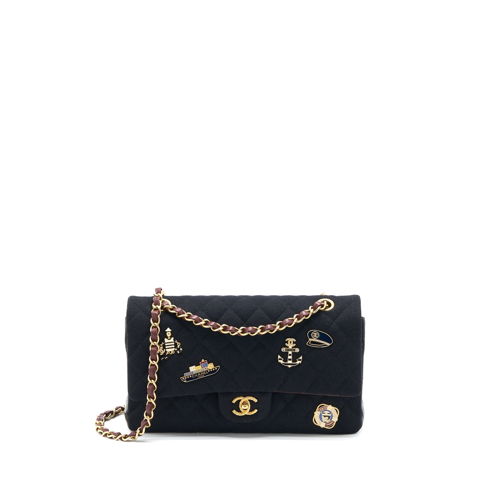 CHANEL MEDIUM CLASSIC DOUBLE FLAP BAG 2018 METIERS D’ART PARIS-HAMBURG COLLECTION WOOL GHW