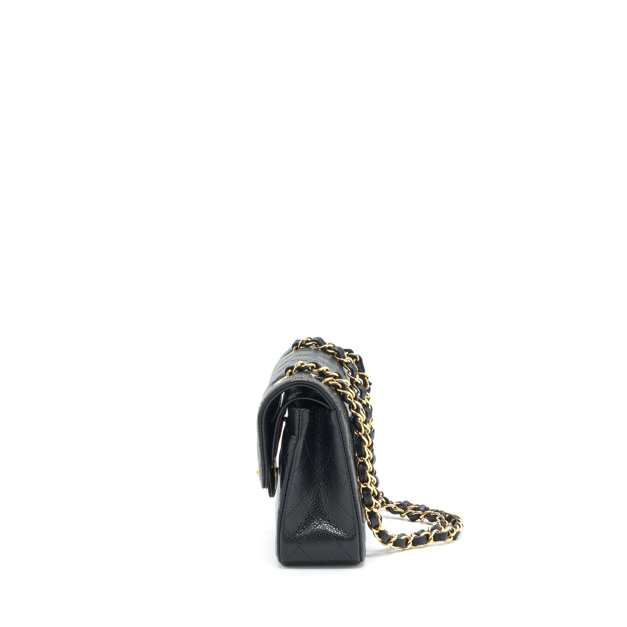 CHANEL SMALL CLASSIC DOUBLE FLAP BAG CAVIAR BLACK GHW (MICROCHIP)