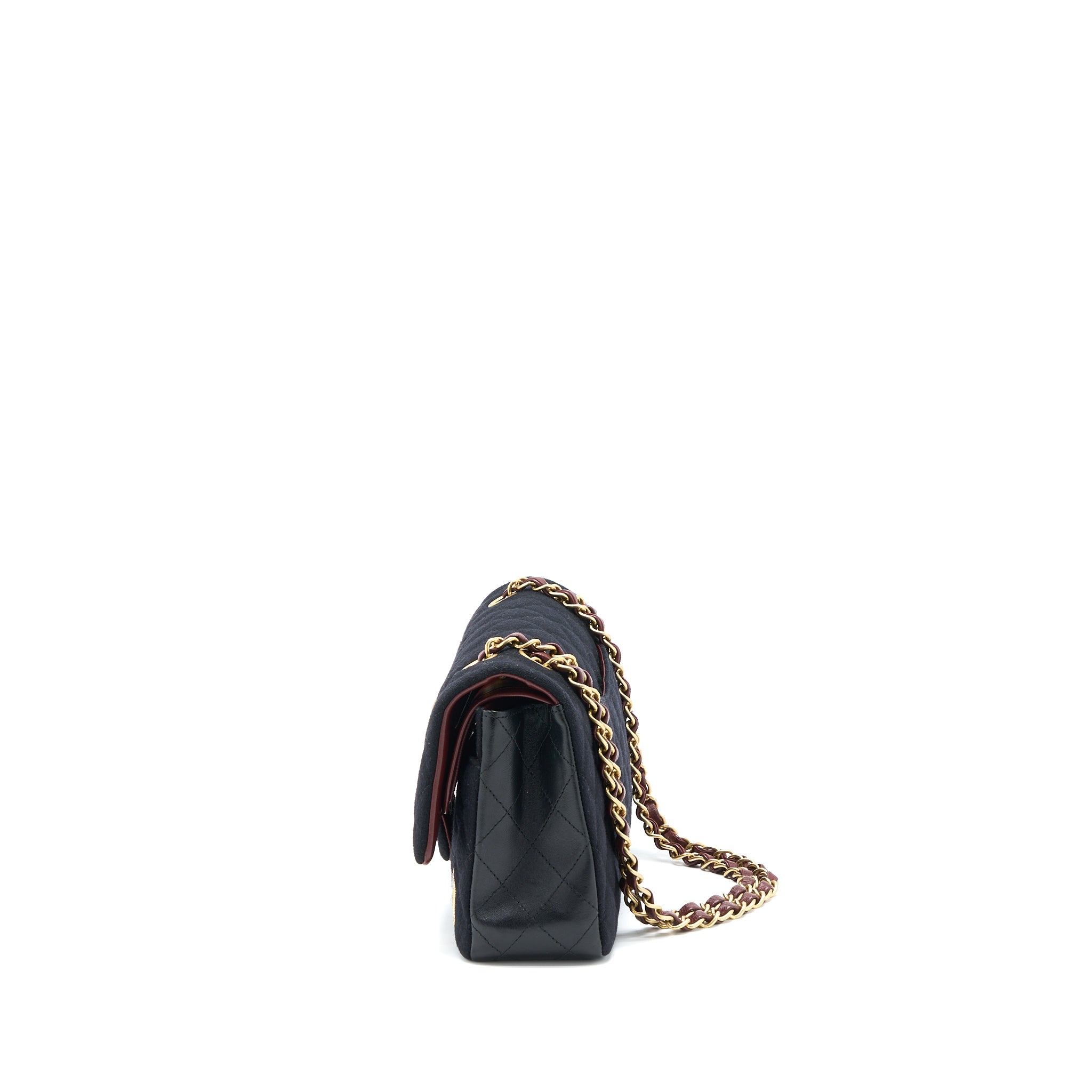 CHANEL MEDIUM CLASSIC DOUBLE FLAP BAG 2018 METIERS D’ART PARIS-HAMBURG COLLECTION WOOL GHW