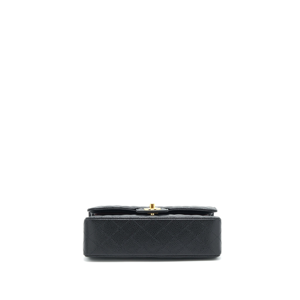 CHANEL SMALL CLASSIC DOUBLE FLAP BAG CAVIAR BLACK GHW (MICROCHIP)