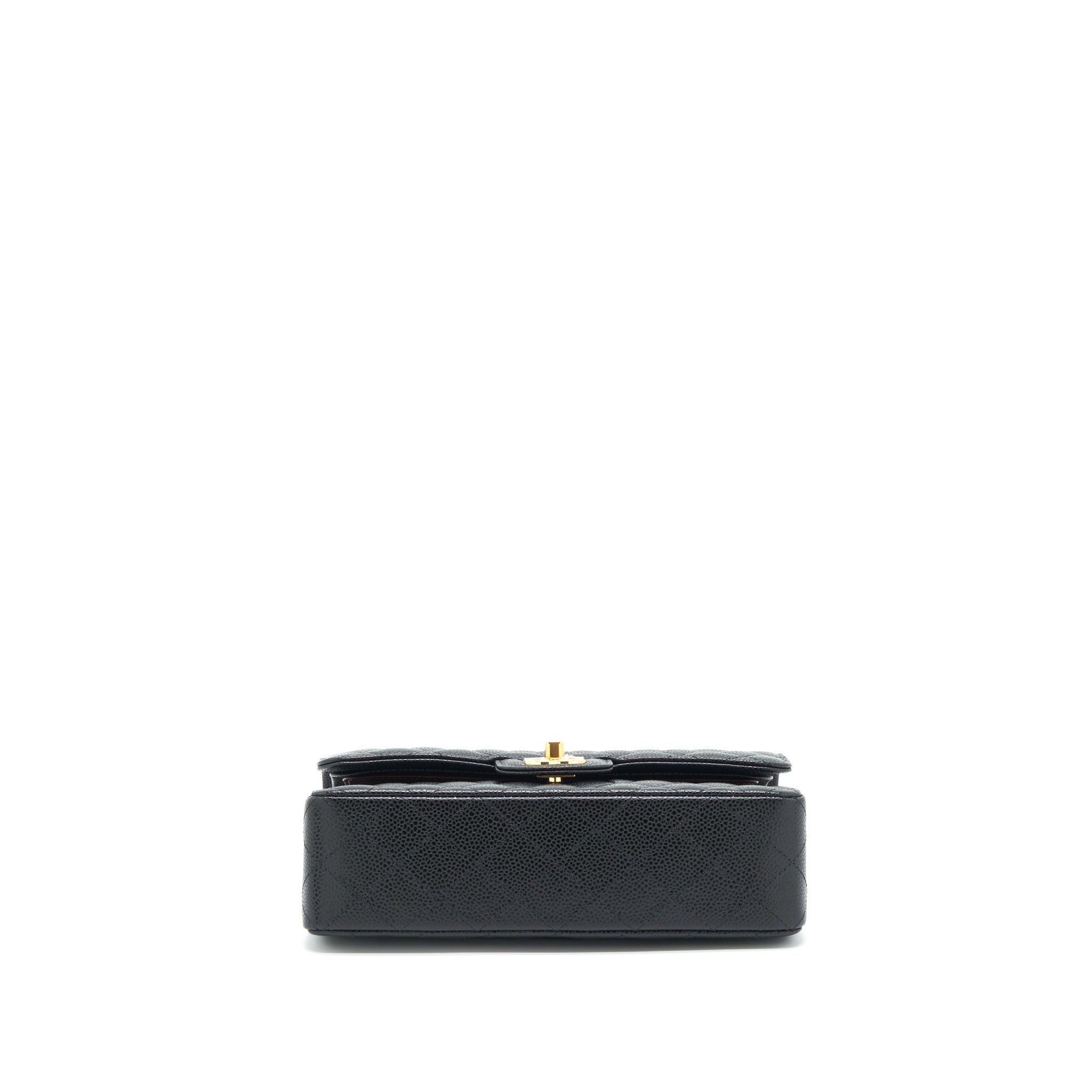 CHANEL SMALL CLASSIC DOUBLE FLAP BAG CAVIAR BLACK GHW (MICROCHIP)