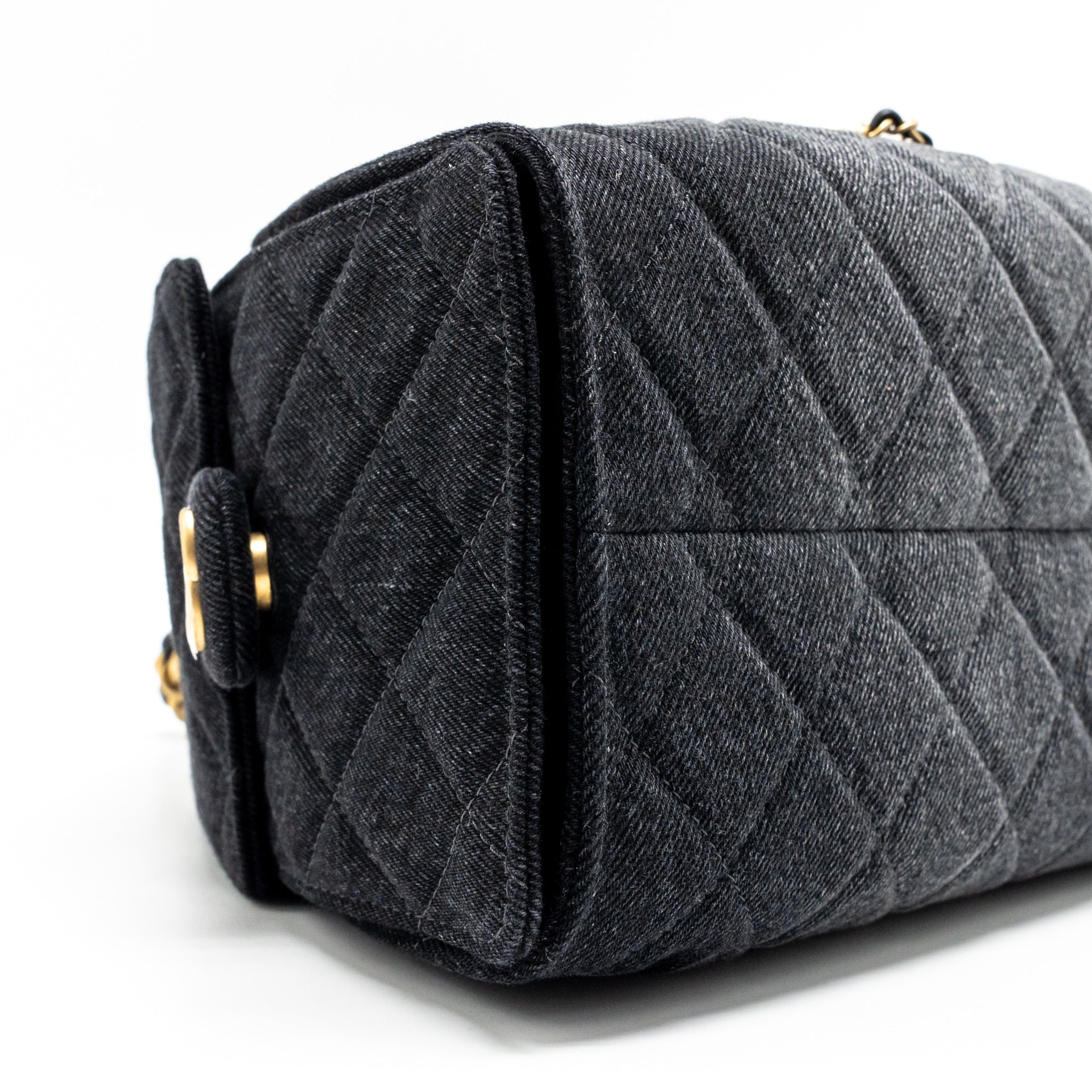CHANEL SMALL 25 BAG WASHED DENIM BLACK GHW (MICROCHIP)