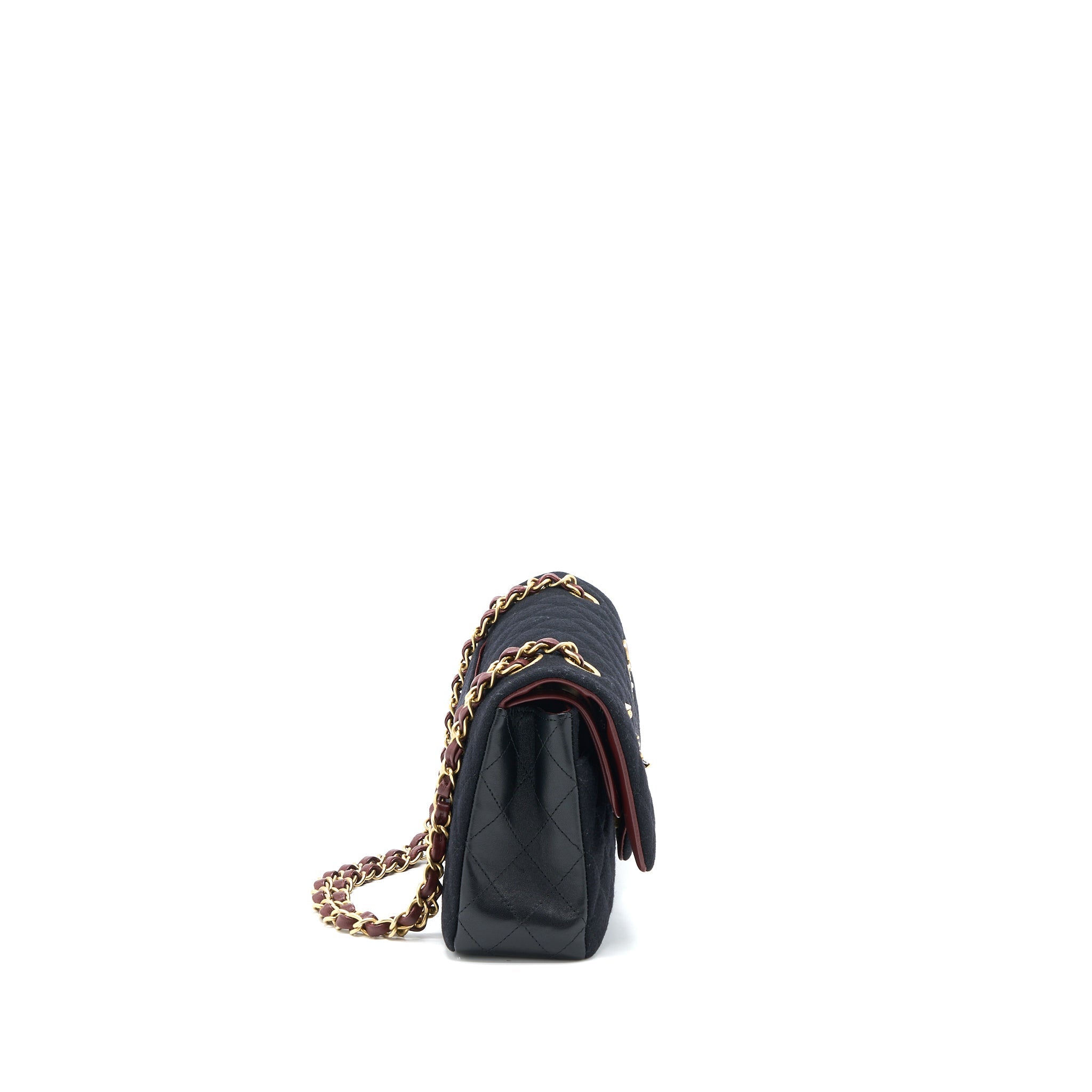 CHANEL MEDIUM CLASSIC DOUBLE FLAP BAG 2018 METIERS D’ART PARIS-HAMBURG COLLECTION WOOL GHW