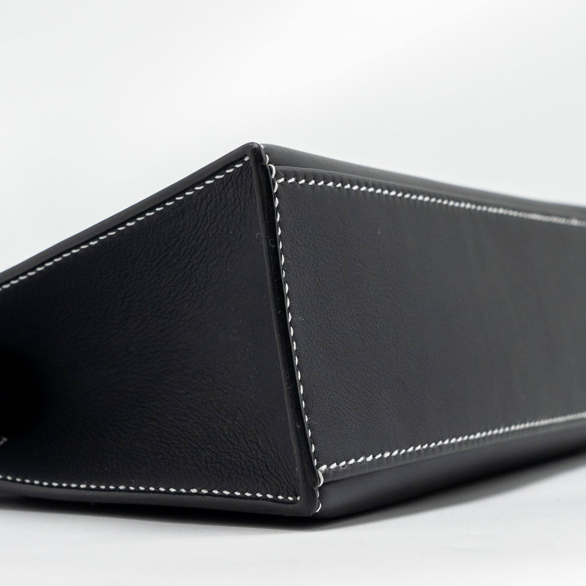 HERMES KELLY POCHETTE SPECIAL ORDER SWIFT BLACK/ GRIS PERLE SHW