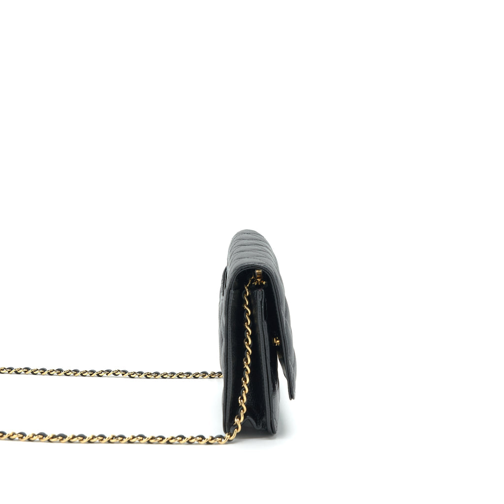 CHANEL CLASS WALLET ON CHAIN CAVIAR BLACK GHW (MICROCHIP)
