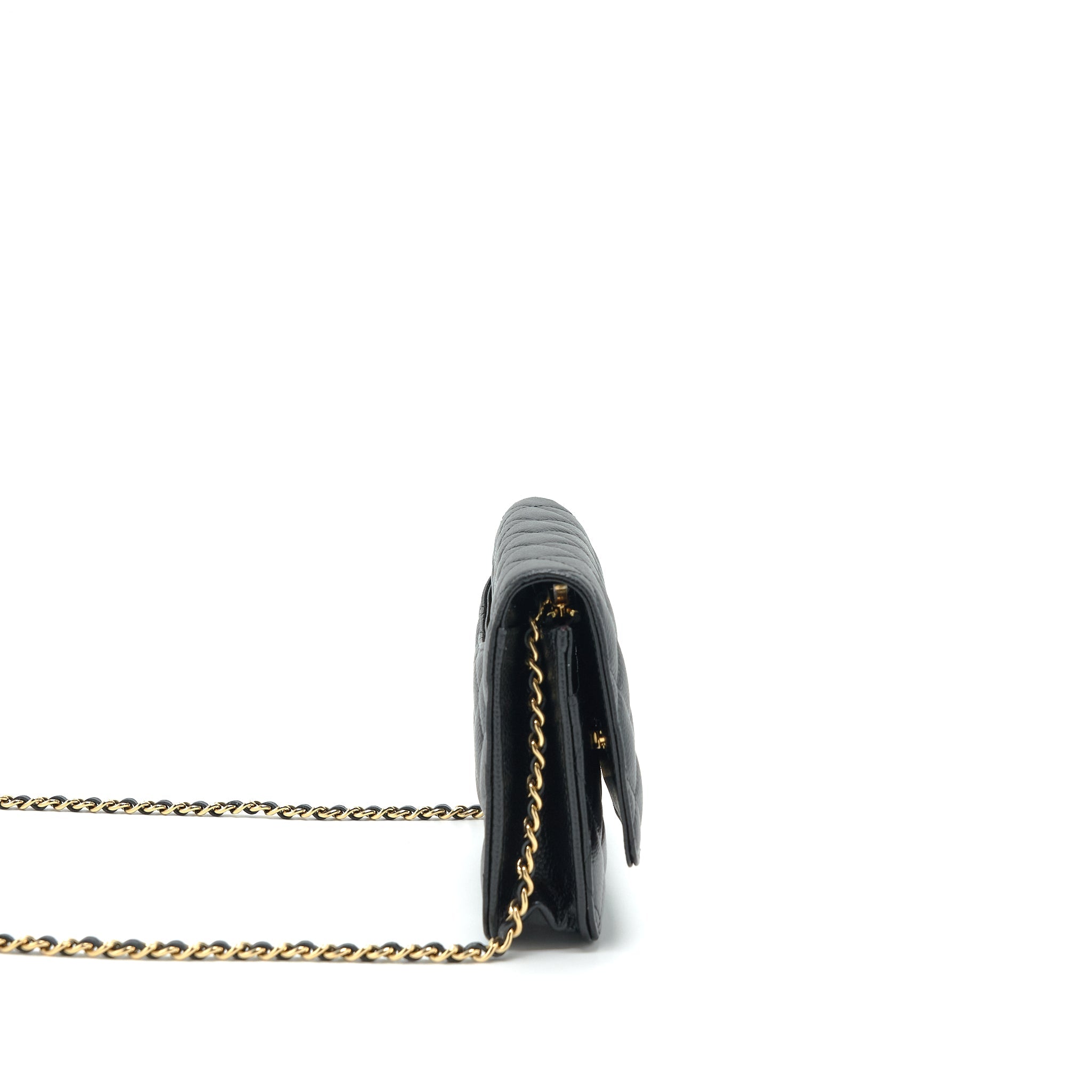 CHANEL CLASS WALLET ON CHAIN CAVIAR BLACK GHW (MICROCHIP)