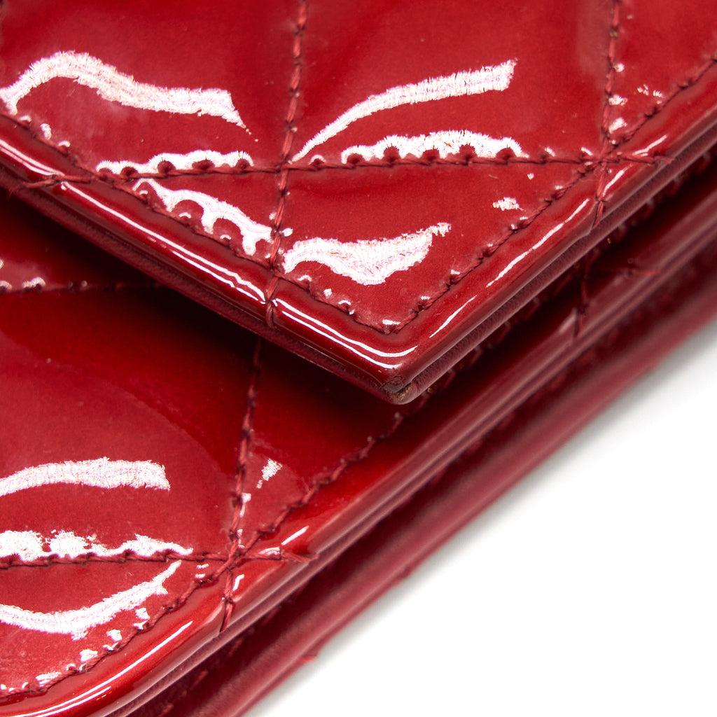 CHANEL WALLET ON CHAIN PATENT RED SHW