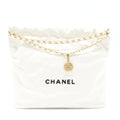 CHANEL MEDIUM 22 BAG SHINY CALFSKIN WHITE GHW (MICROCHIP)