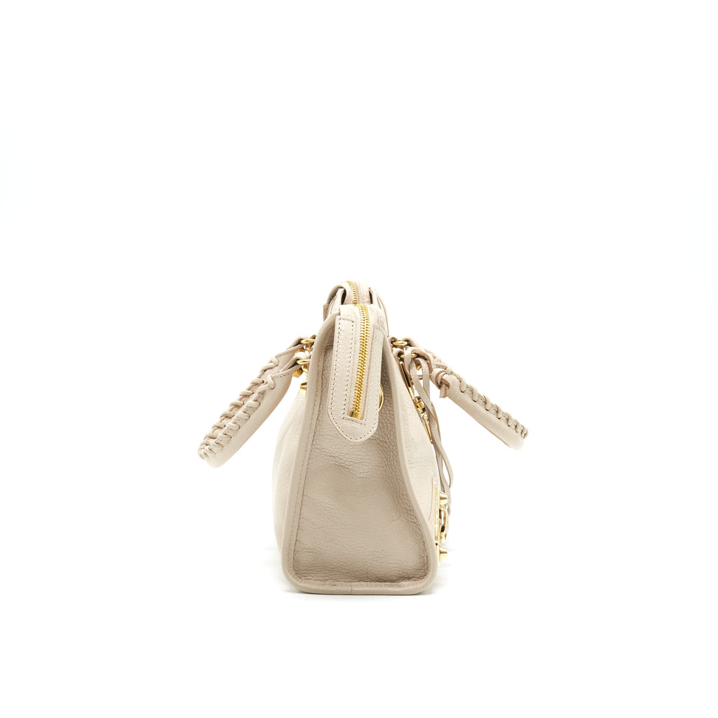 BALENCIAGA SMALL METALLIC EDGE CITY BEIGE GHW