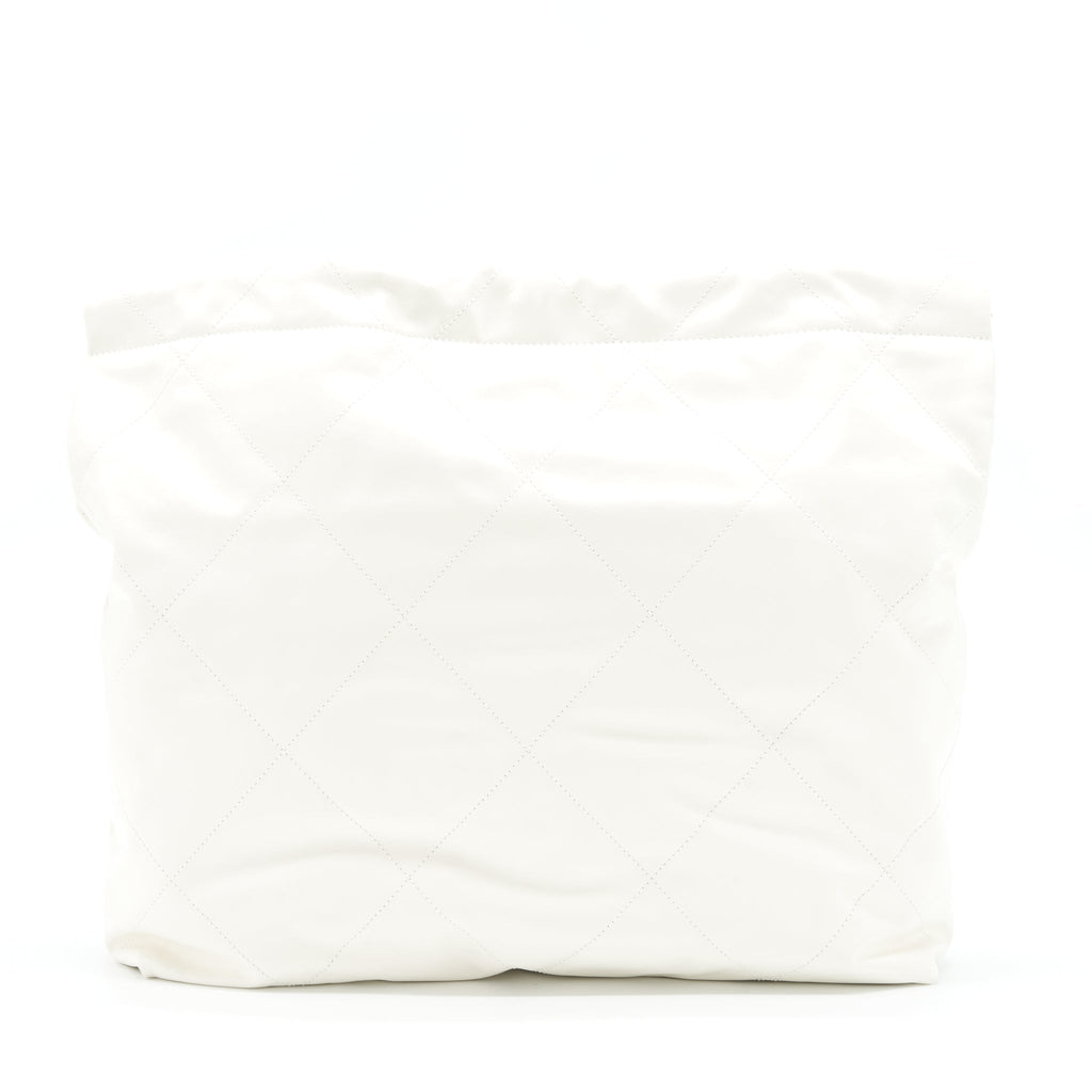 CHANEL MEDIUM 22 BAG SHINY CALFSKIN WHITE GHW (MICROCHIP)