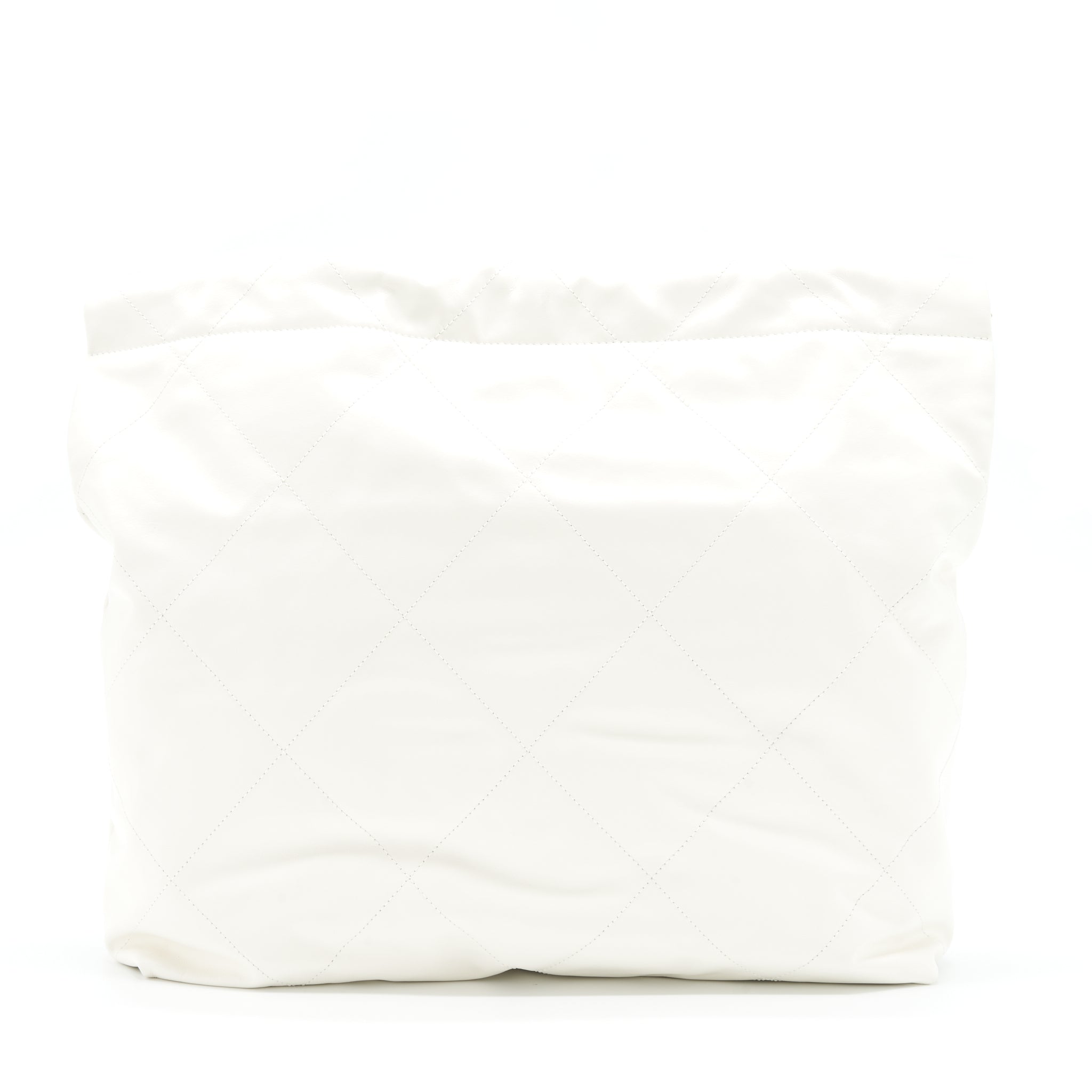 CHANEL MEDIUM 22 BAG SHINY CALFSKIN WHITE GHW (MICROCHIP)