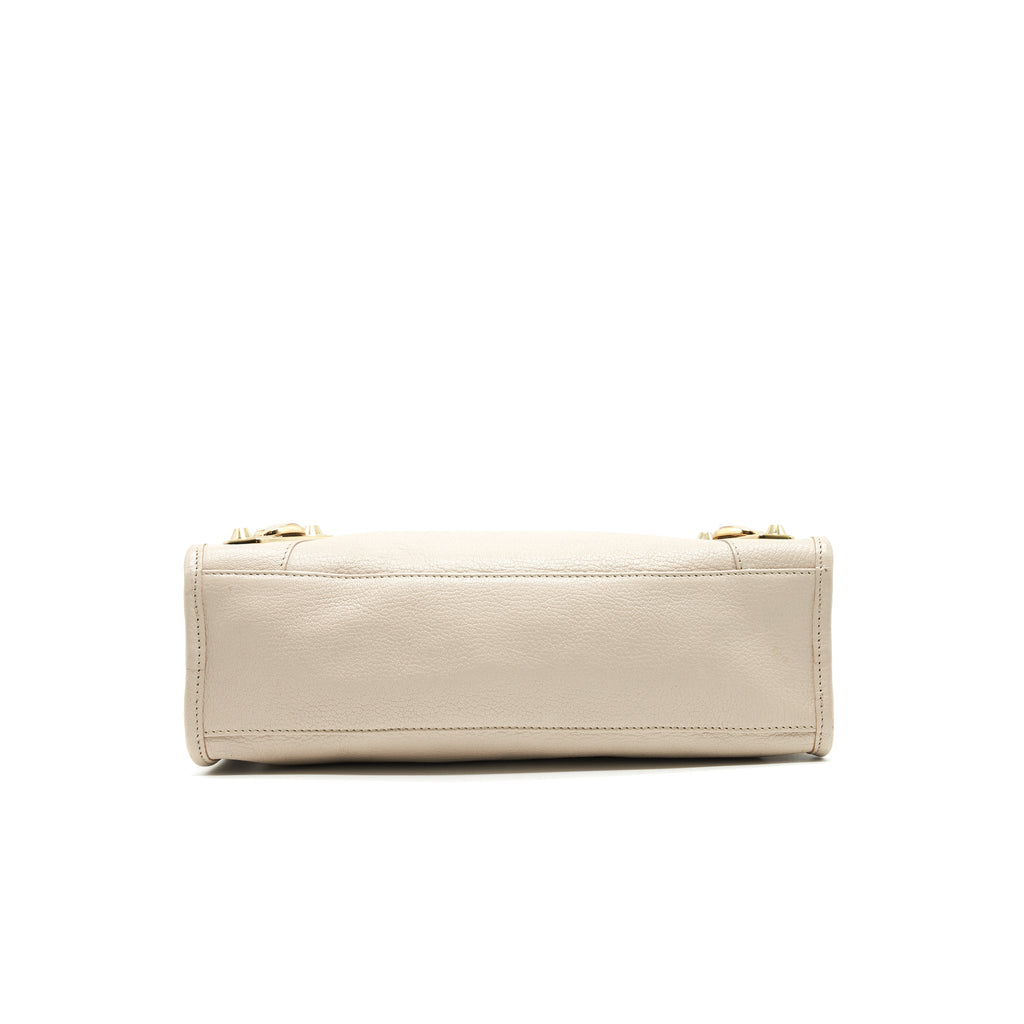 BALENCIAGA SMALL METALLIC EDGE CITY BEIGE GHW