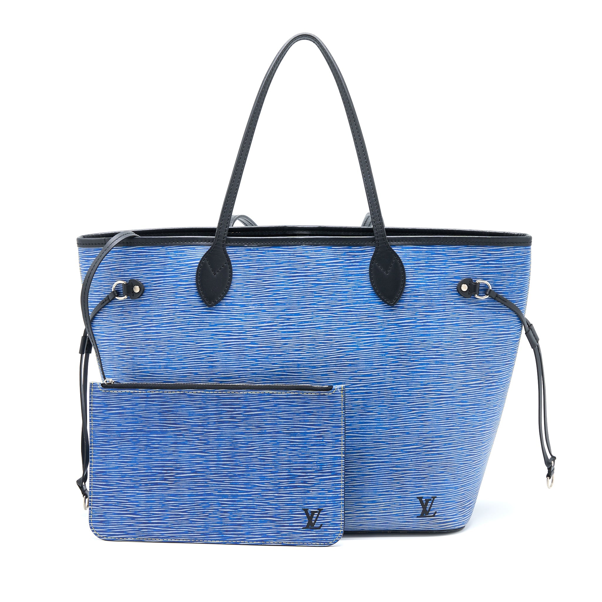 LOUIS VUITTON NEVERFULL MM EPI BLUE DENIM/BLACK SHW