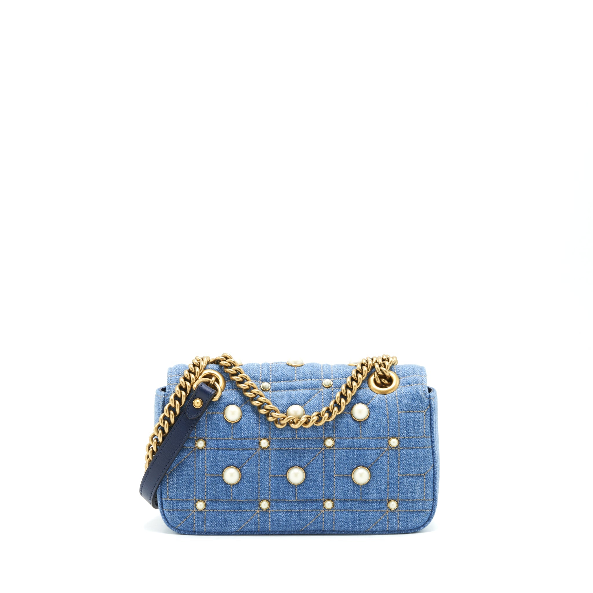 GUCCI MINI MARMONT BAG DENIM WITH PEARL