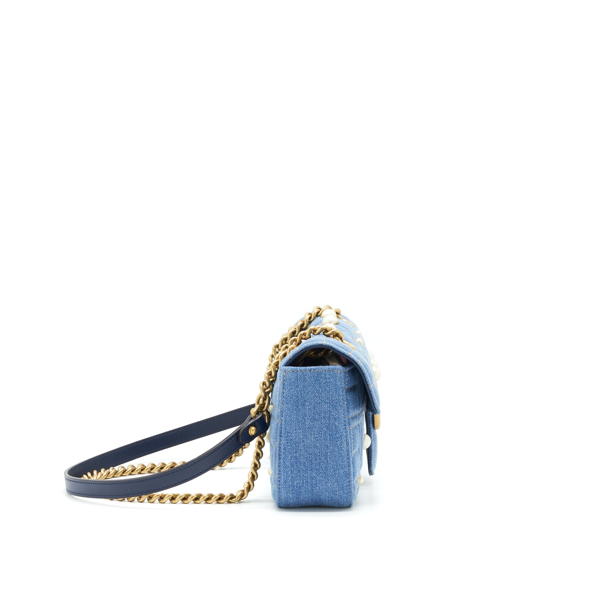 GUCCI MINI MARMONT BAG DENIM WITH PEARL